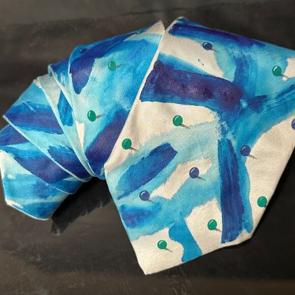 Montana Gray Blue Tie Mens Necktie Hand painted Abstract Art Neckwear Menswear - Picture 5 of 5